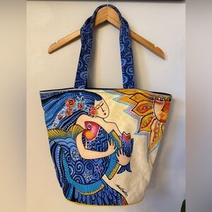 Vintage Laurel Burch Celestial Mermaid
Sun Beaded Canvas Tote Bag Rare Y2K